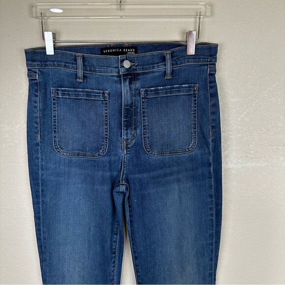 Veronica Beard Flare Pocket Jeans Florence High Rise Denim Size 32 - Picture 2 of 9
